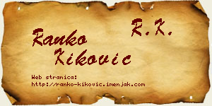 Ranko Kiković vizit kartica